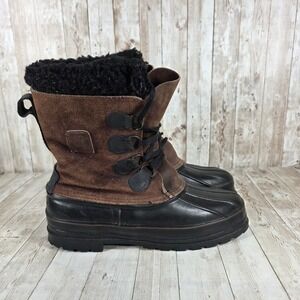 LaCrosse‎ Womens Brown Suede Black Rubber Fur Lined Winter Snow Boots Size 8